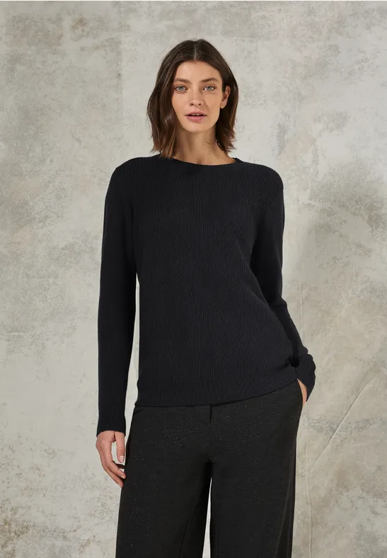 Strukturierter Strickpullover mit Rippdetails