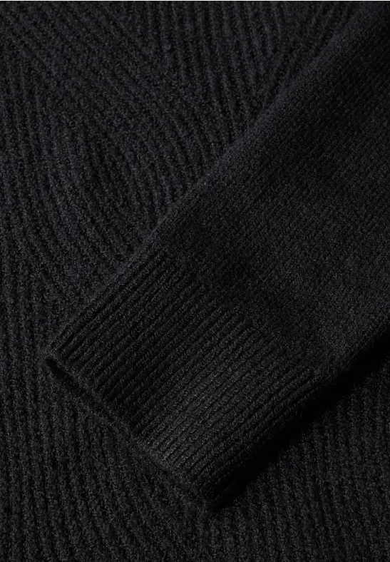 Strukturierter Strickpullover mit Rippdetails