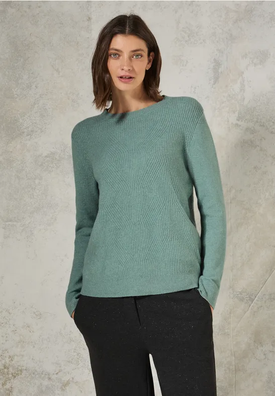Strukturierter Strickpullover für Damen in Grün