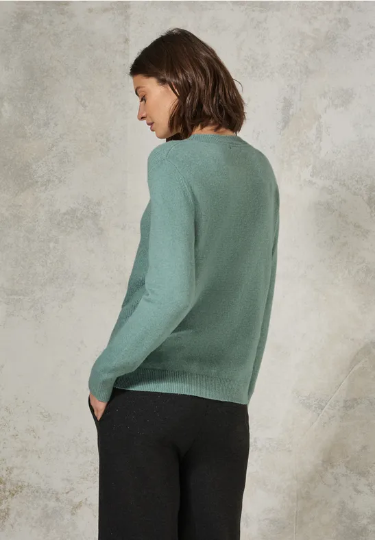 Strukturierter Strickpullover für Damen in Grün