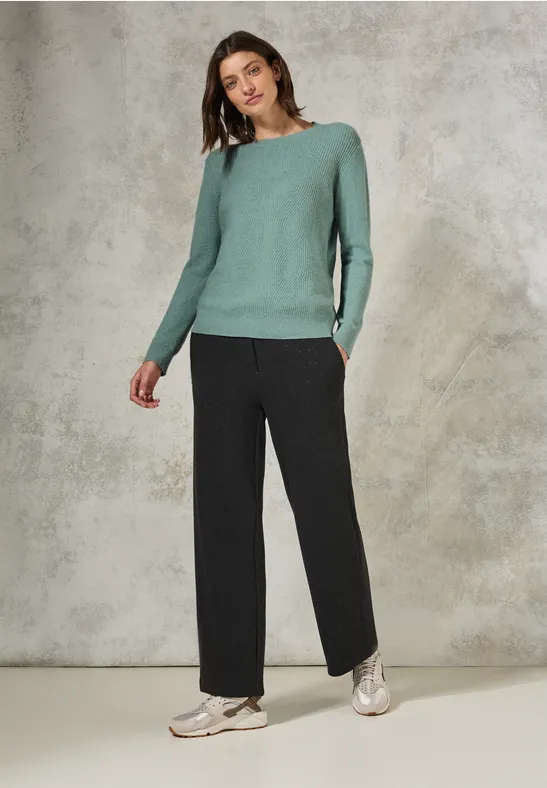 Strukturierter Strickpullover für Damen in Grün
