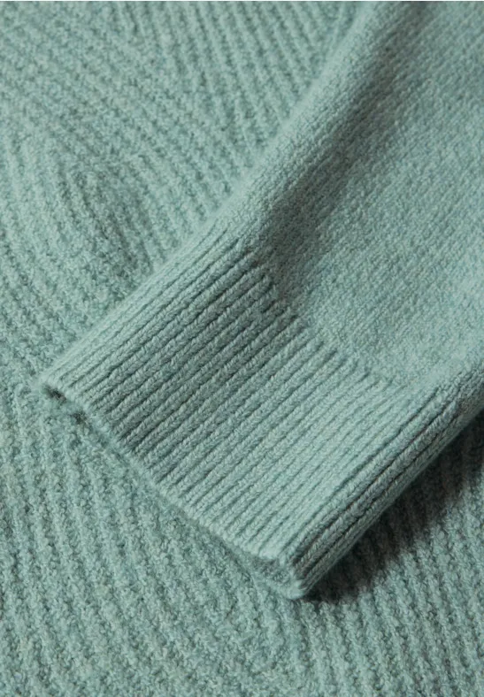 Strukturierter Strickpullover für Damen in Grün