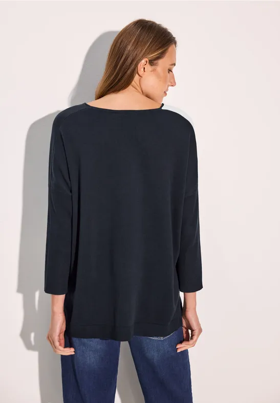 Damen Oversize Strickpullover mit Intarsienmuster