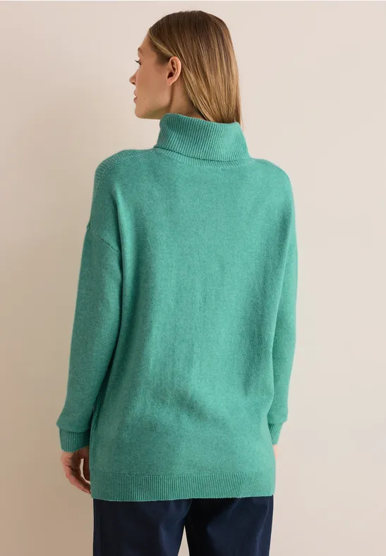 Damen Strickpullover mit geripptem Rollkragen