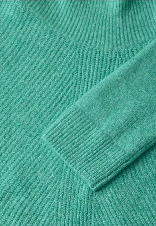 Damen Strickpullover mit geripptem Rollkragen
