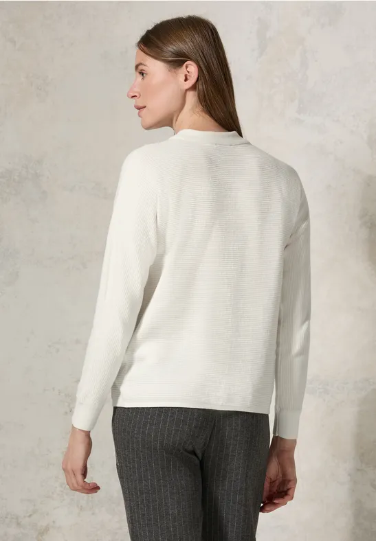 Strukturmix Dolman Baumwollpullover