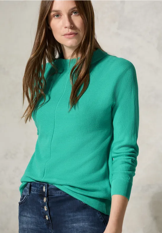 Pullover mit Strukturmix und Fledermausärmeln