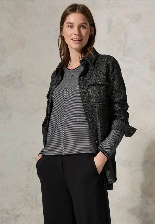 Gestreiftes Feinstrick Langarmshirt