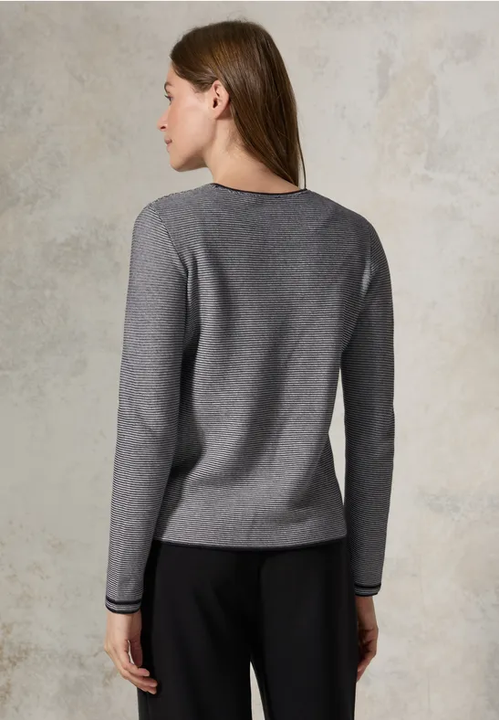 Gestreiftes Feinstrick Langarmshirt