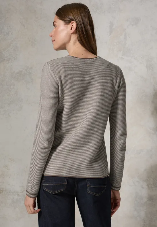 Gestreifter Baumwollstrickpullover