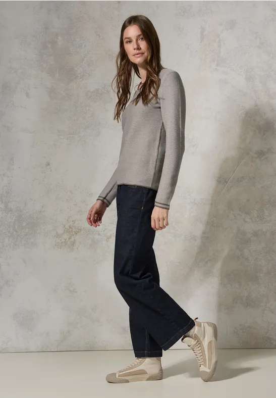 Gestreifter Baumwollstrickpullover