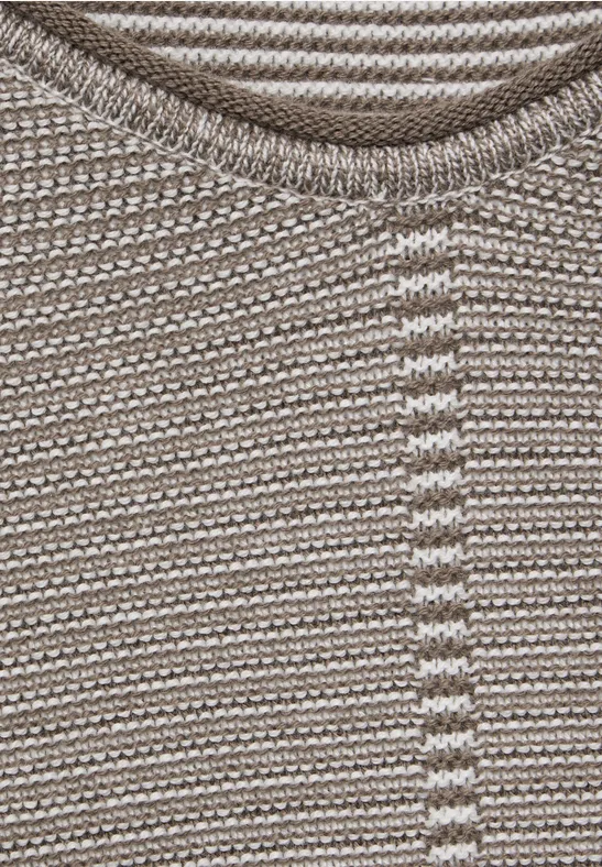 Gestreifter Baumwollstrickpullover