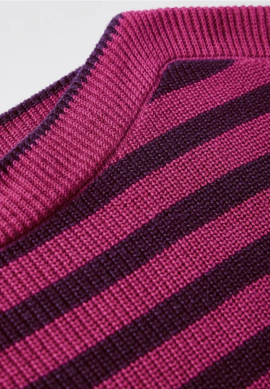 Gestreifter Feinstrick-Pullover aus Baumwolle