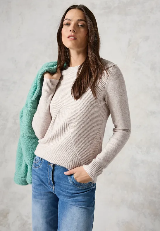 Strukturierter Strickpullover aus Baumwollmischung