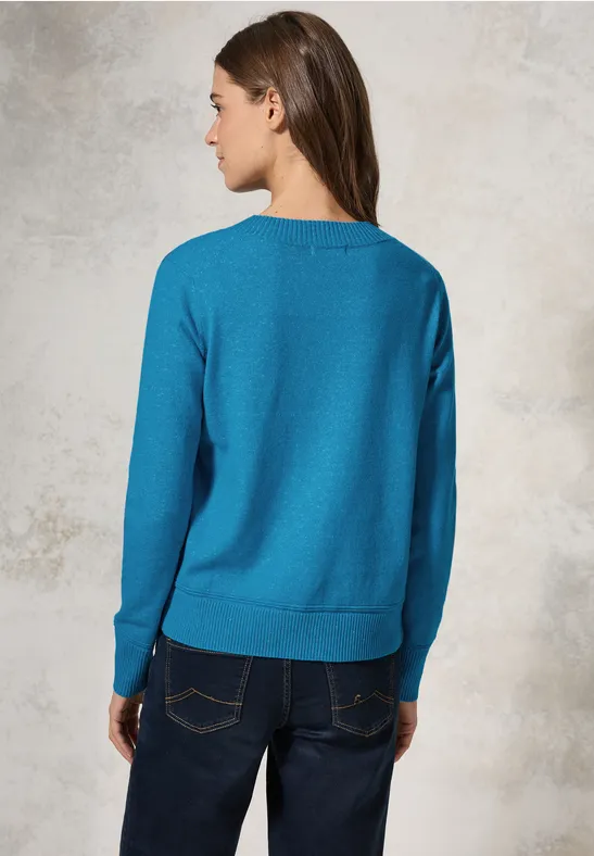 Damen Feinstrickpullover mit V-Ausschnitt
