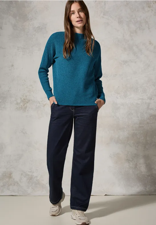Strukturierter Chenille Rollkragenpullover