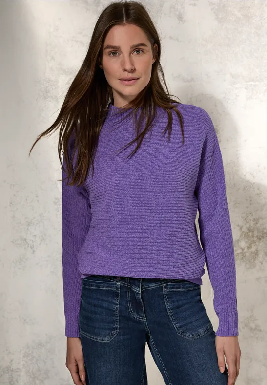 Damen Chenille Rippstrick Rollkragenpullover
