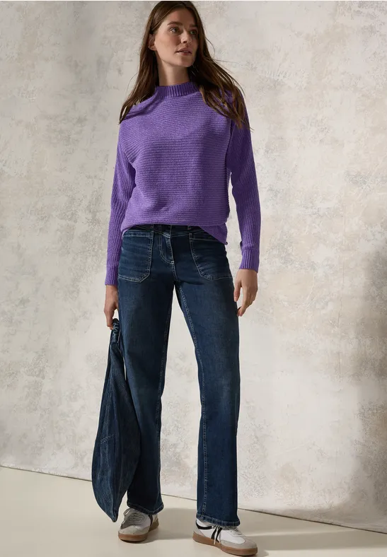 Damen Chenille Rippstrick Rollkragenpullover