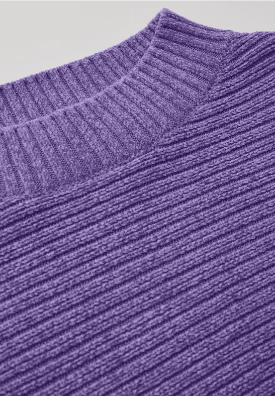 Damen Chenille Rippstrick Rollkragenpullover