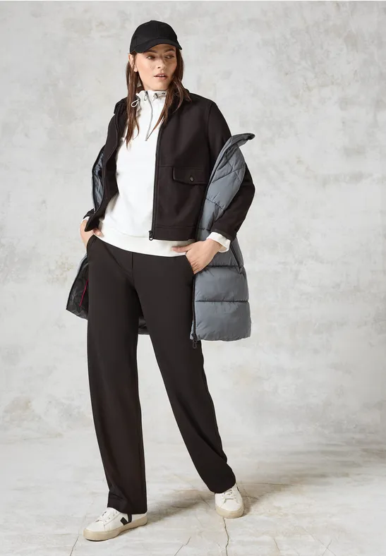 Damen-Pullover-Sweatshirt mit Reißverschlussdetail