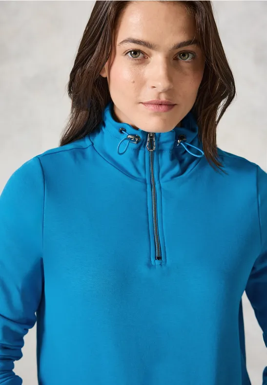 Damen-Pullover-Sweatshirt mit halbem Reißverschluss