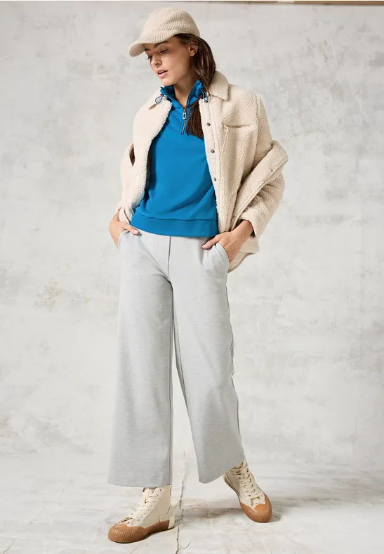 Damen-Pullover-Sweatshirt mit halbem Reißverschluss