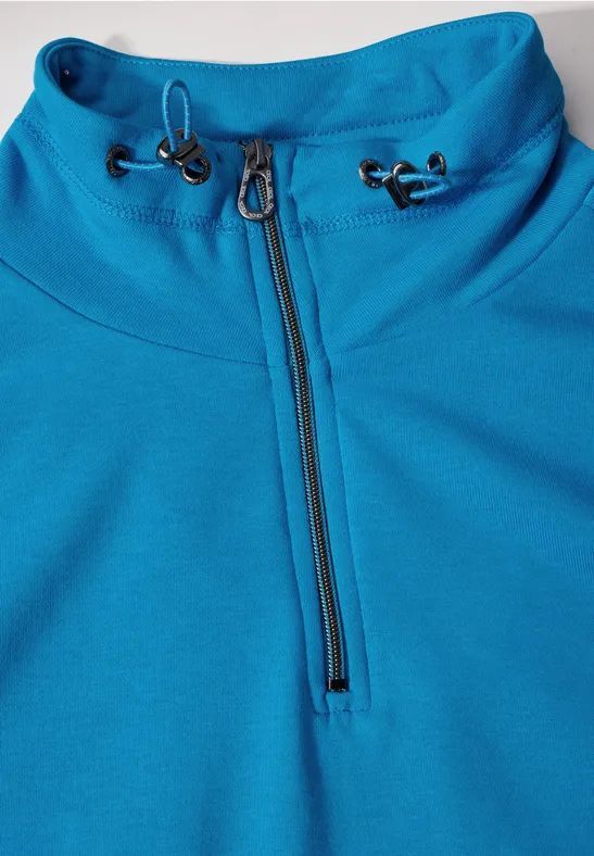 Damen-Pullover-Sweatshirt mit halbem Reißverschluss