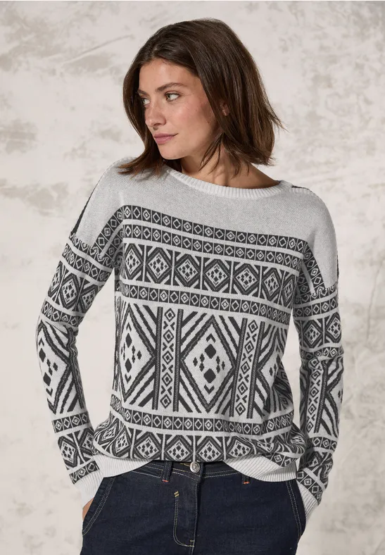 Jacquard Strickpullover mit geometrischem Muster