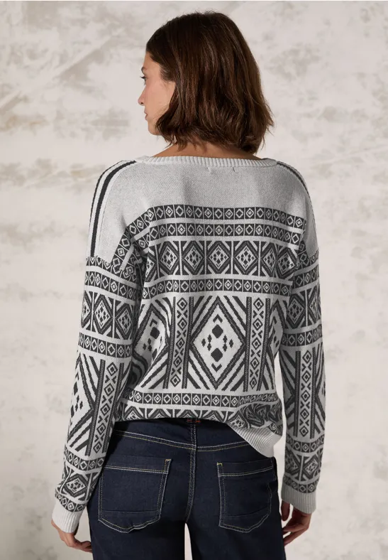 Jacquard Strickpullover mit geometrischem Muster