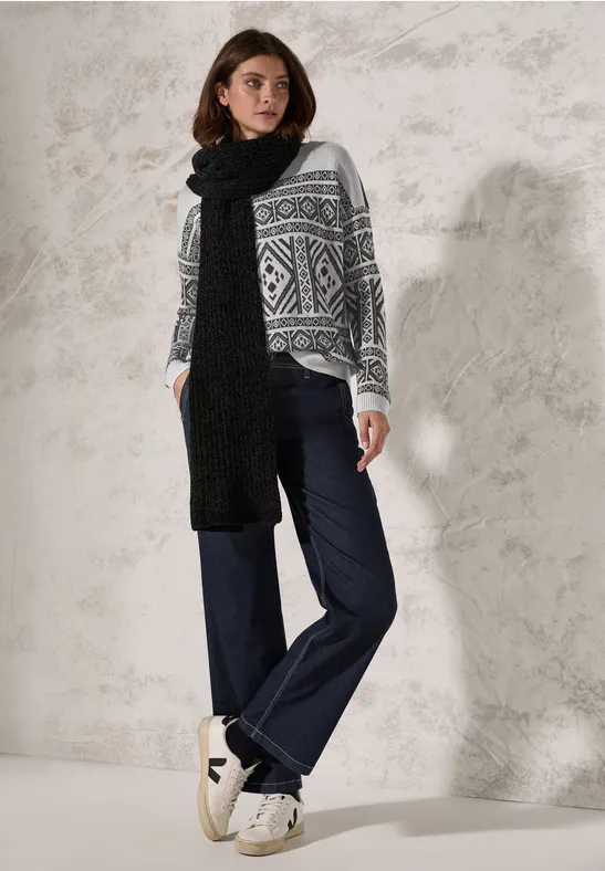 Jacquard Strickpullover mit geometrischem Muster