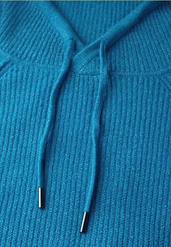 Gerippter Rollkragenpullover mit Kordelzug