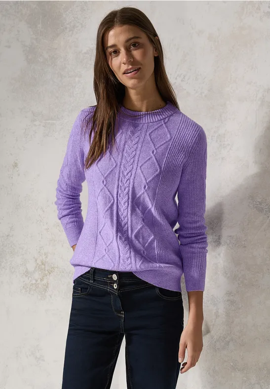 Feinstrick Pullover mit Zopfmuster