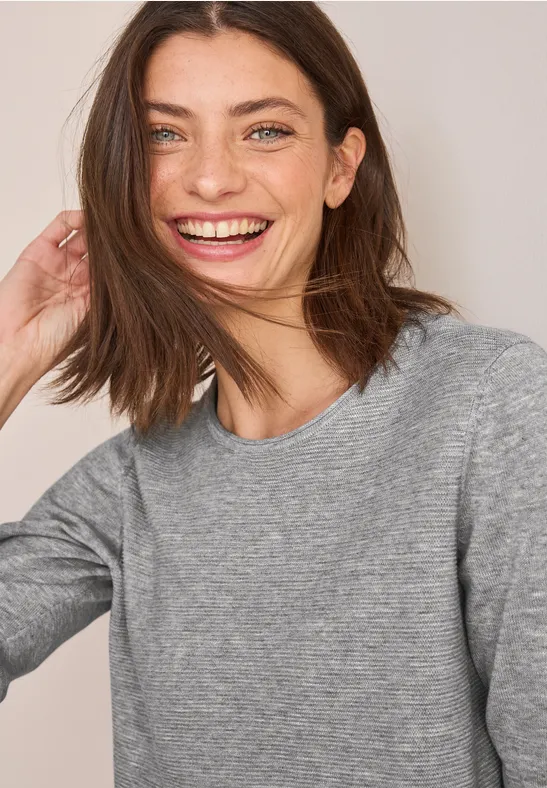 Strukturierter Strickpullover mit langen Ärmeln