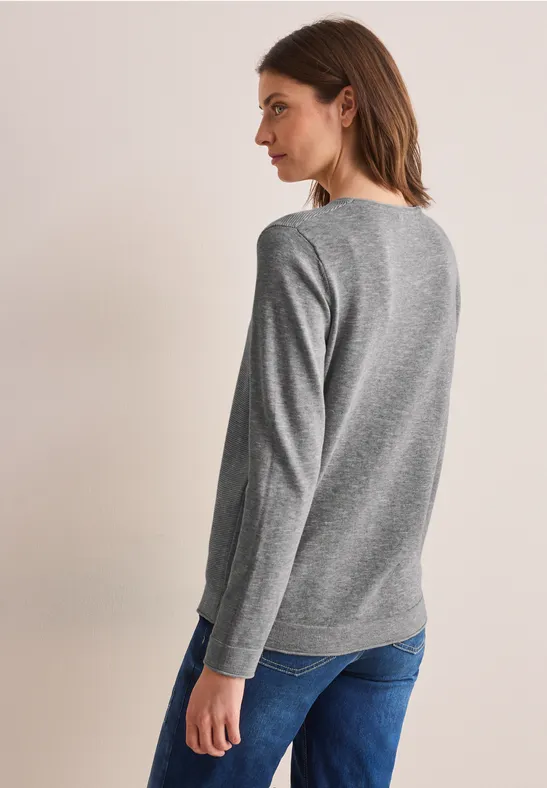 Strukturierter Strickpullover mit langen Ärmeln