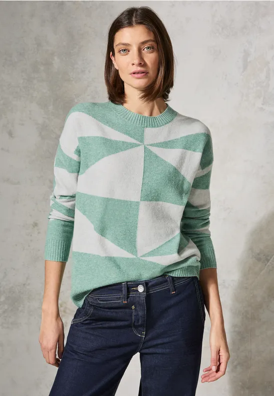 Strickpullover mit Geometrischem Muster
