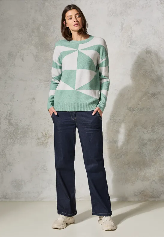 Strickpullover mit Geometrischem Muster