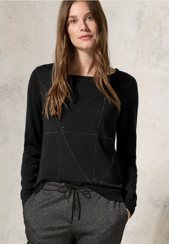 Eleganter Feinstrickpullover mit Glitzerdetails