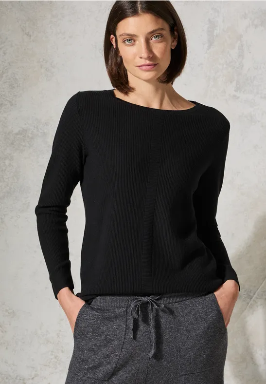 Klassischer Rippstrick Pullover mit langen Ärmeln