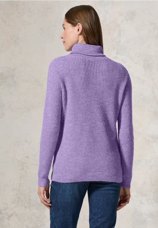 Strukturierter Baumwoll-Rollkragenpullover