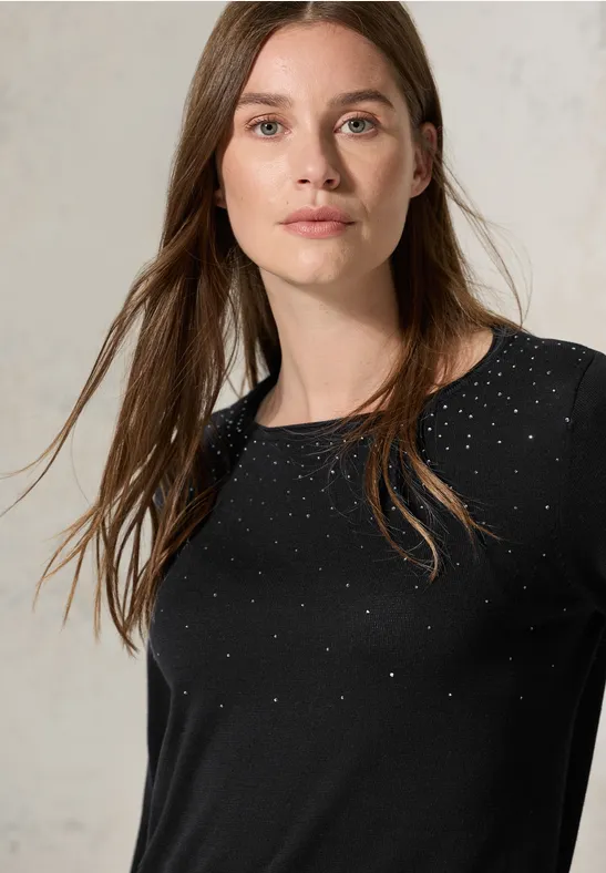 Feinstrickpullover mit Glitzerdetails