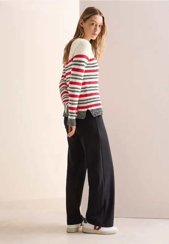 Gestreifter Strickpullover aus Baumwollmischung