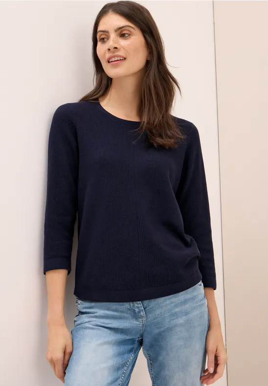 Feiner Struktur-Baumwollmischpullover