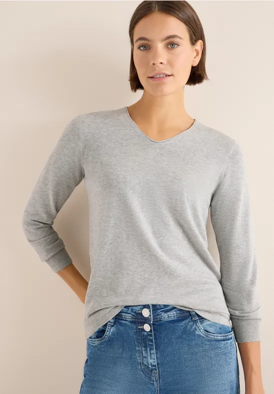 Basic Strickpullover mit V-Ausschnitt
