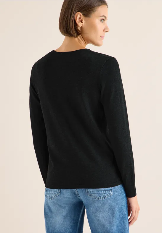 Basic V-Ausschnitt Strickpullover für Damen