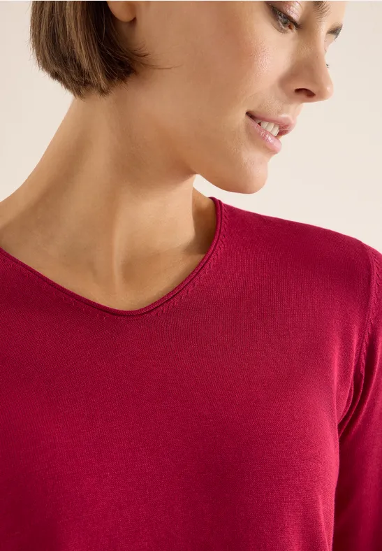 Basic Strickpullover mit V-Ausschnitt für Damen