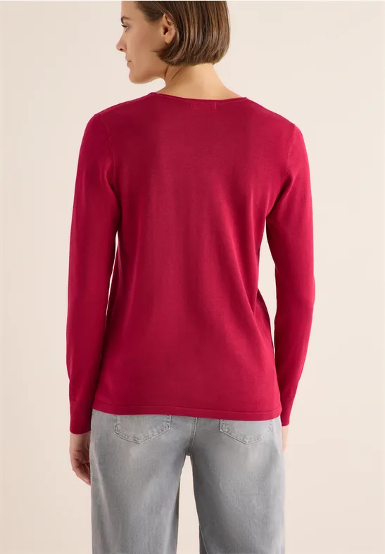 Basic Strickpullover mit V-Ausschnitt für Damen