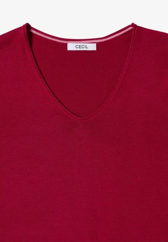 Basic Strickpullover mit V-Ausschnitt für Damen