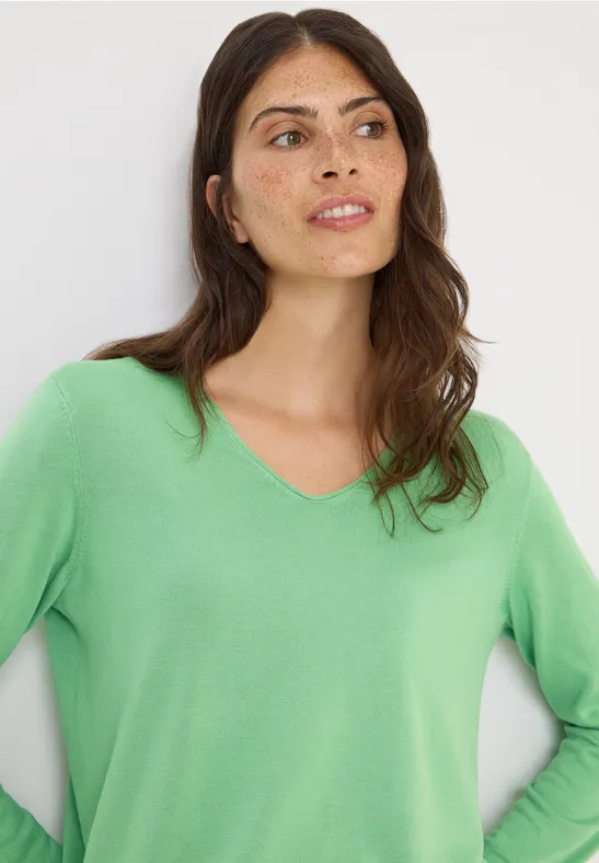 Basic V-Ausschnitt Strickpullover für Damen