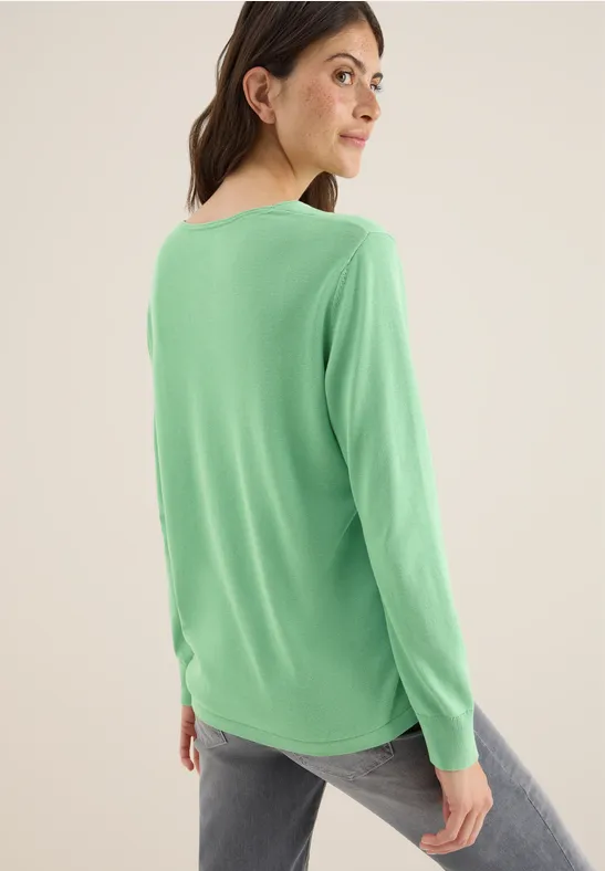 Basic V-Ausschnitt Strickpullover für Damen