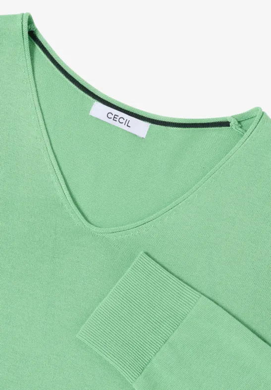 Basic V-Ausschnitt Strickpullover für Damen